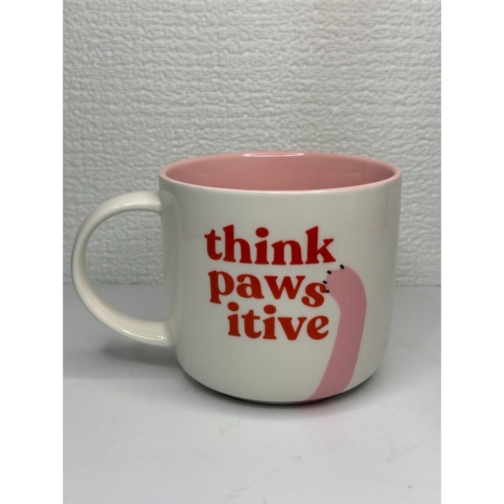 Think Paws Itive Pink and White Coffee Cup Mug